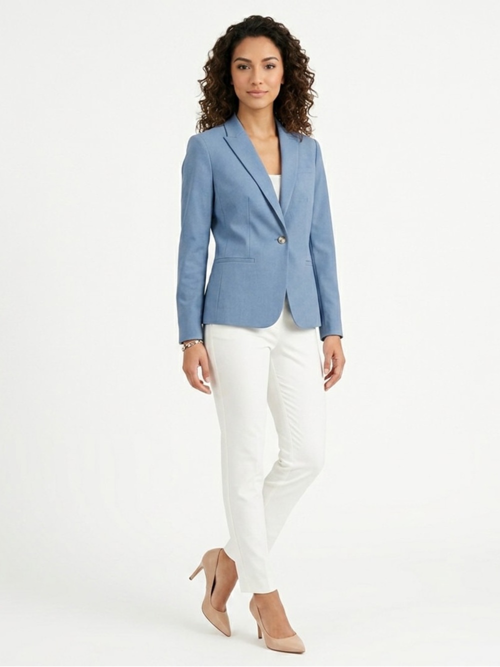 NWOT Banana Republic Women’s Blazer Jacket Sz 10 Tall Light Blue Single Button